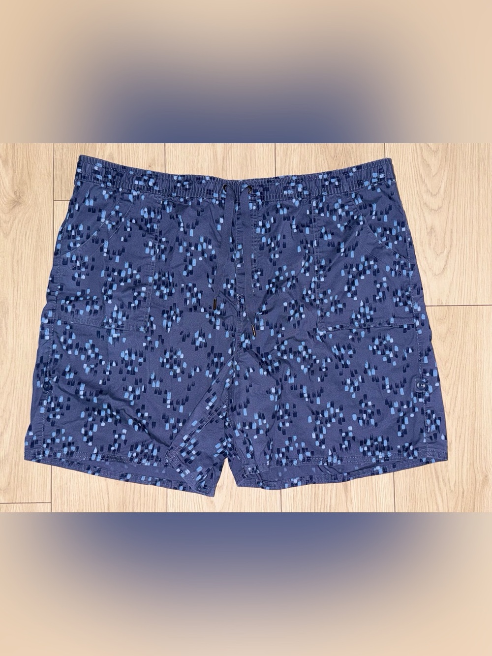 LL Bean Mens 2X Plus Board Walk Short Light Navy Geometric Slash Pockets
